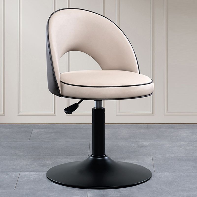 Swivel Adjustable Height Bar Stools Glam Style Faux Leather Bar Stool with Black Base