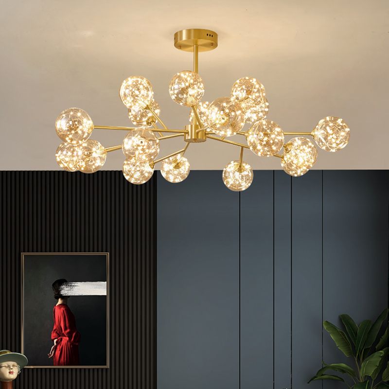 Glass Pendant Light Global Contemporary Gold Hanging Light for Living Room