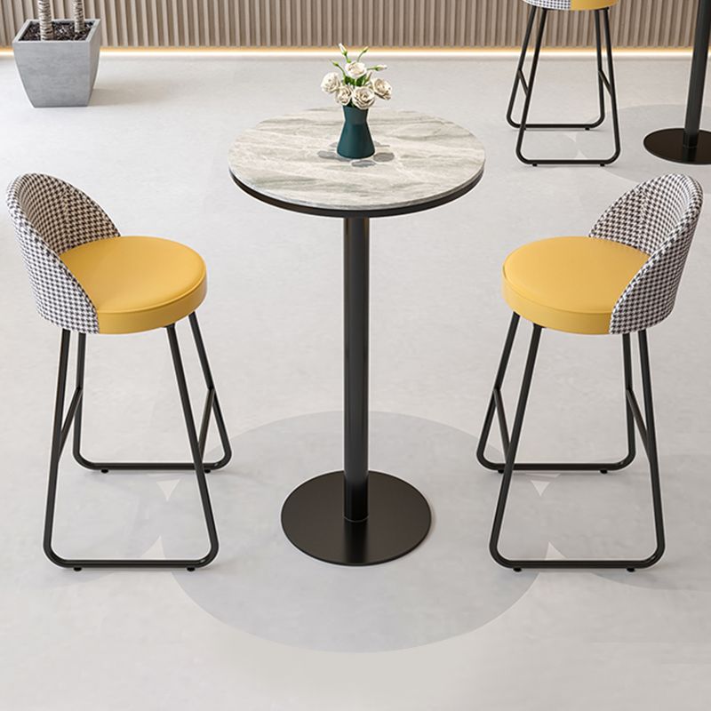 Industrial Leather Counter-height Stool Footrest Shop Dining Stool with Metal Base