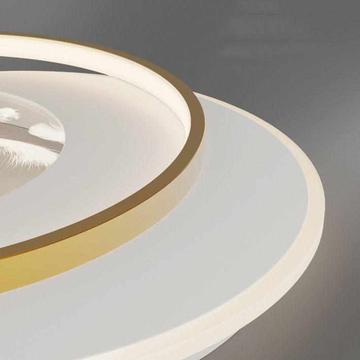 2 Light Circle Ceiling Lamp Modern Style Metal Ceiling Lighting for Dining Room