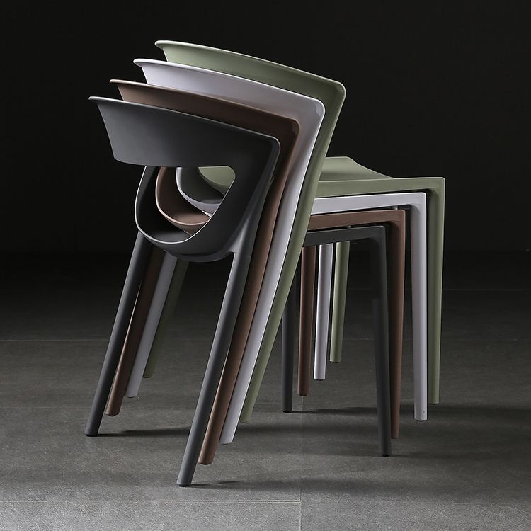 Silla lateral de comedor con respaldo abierto de estilo escandinavo, silla sin brazos de comedor de plástico para el hogar