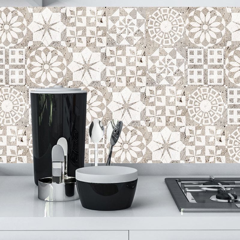 Mandala Pattern Marble Wallpapers Contemporary PVC Stick On Wall Covering in Brown