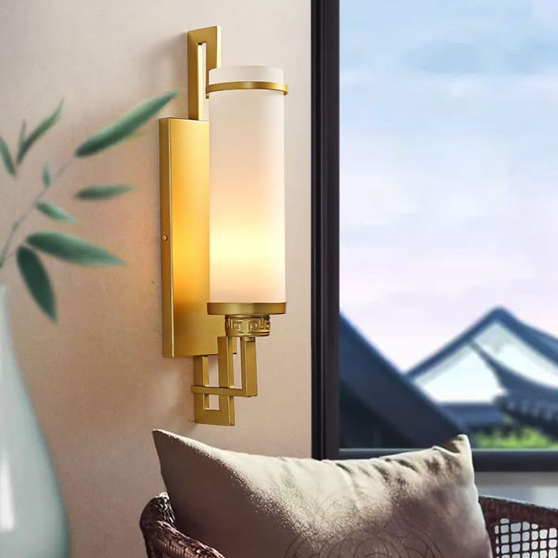 Modern Style Glass Wall Light Cylinder 21.5" High Wall Sconce for Living Room