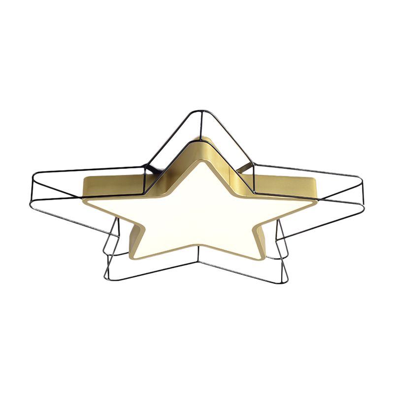 24.5 "/28" Wide Five-Pointed Star Flush Mount Ceiling Light Nordic Metal Black / Gold Integrated LED Ceiling Mounted Fixture for Bedroom