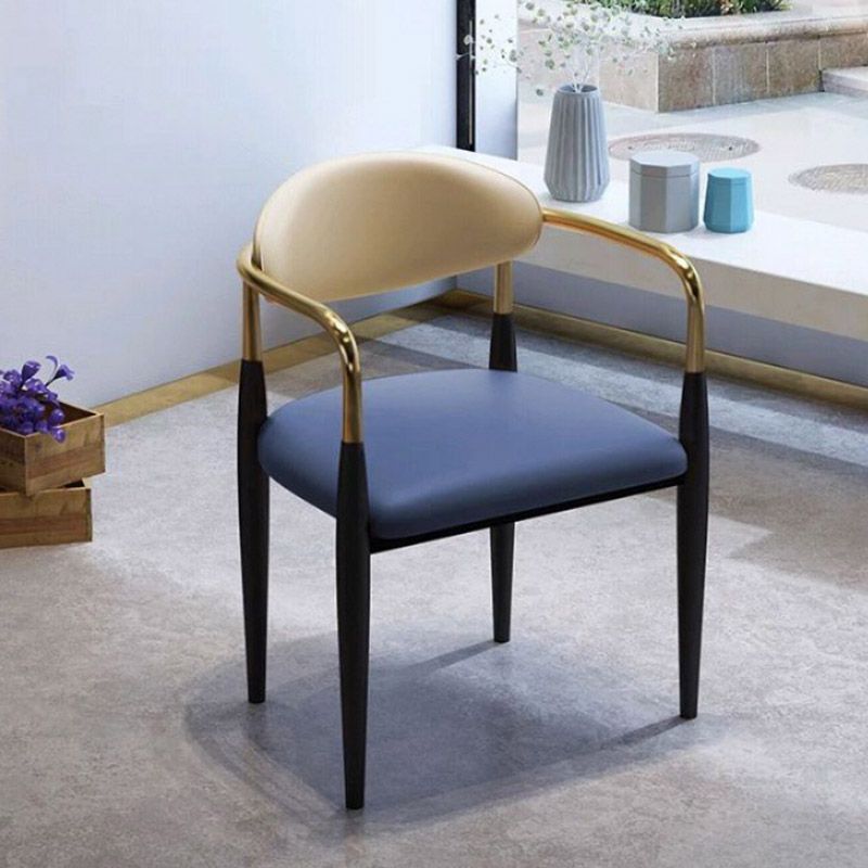 Faux Leather Dining Side Chair Open Back Dining Side Chair for Home