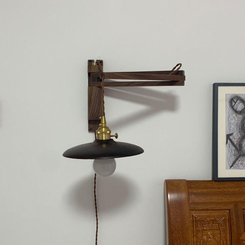 Éclairage de paroi de bras réglables en bois 1 luminaire mural d'éclairage luminaire