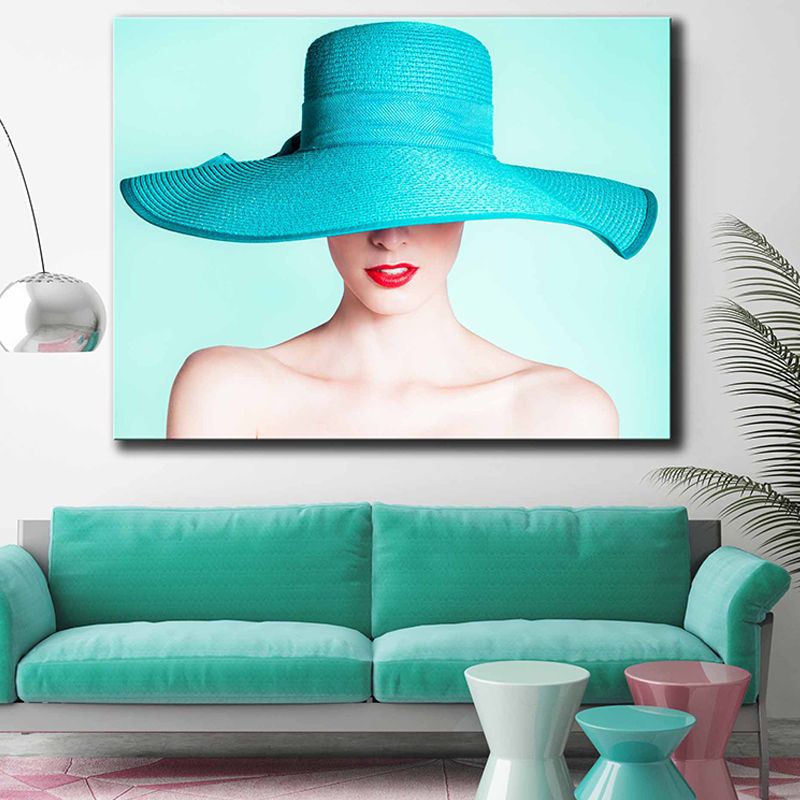 Toile imprimée de Photo de fille couleur Pastel, décoration murale texturée Glam à la mode pour chambre d'amis