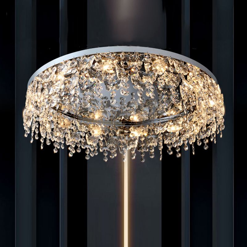 Contemporary Flush Light Fixtures Fringed Crystal Flush Mount Lampen in Silber