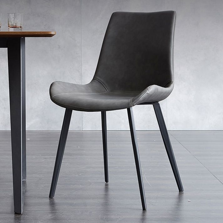 Industrial Upholstered Armless Chair Kitchen Parsons Faux Leather Side Chair