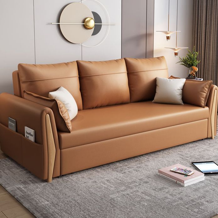 Faux leather Sleeper Sofa 30.70" Wide Scandinavian Sofa Bed with Detachable Mattress