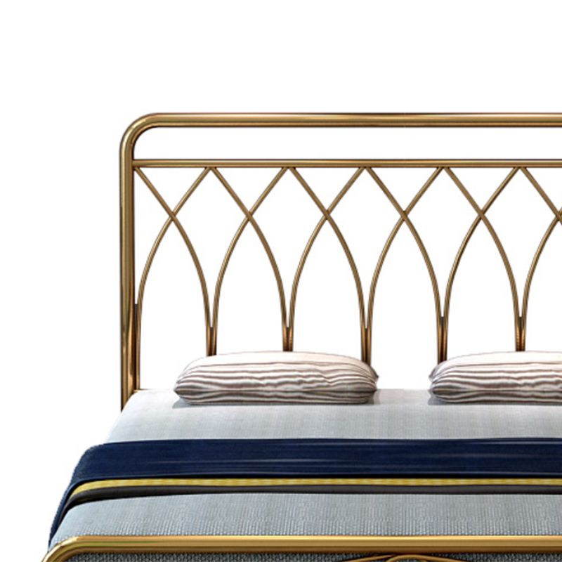 Glam Open-Frame Bed with Iron Frame Headboard and Metal Legs