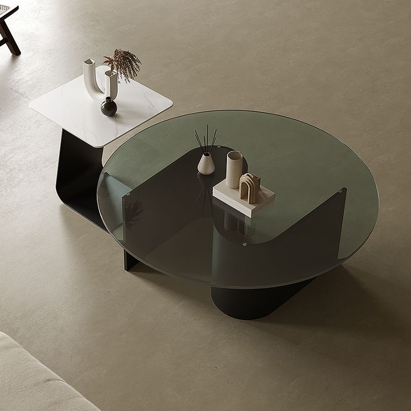 Contemporary Cocktail Table Glass Pedestal Coffee Cocktail Table