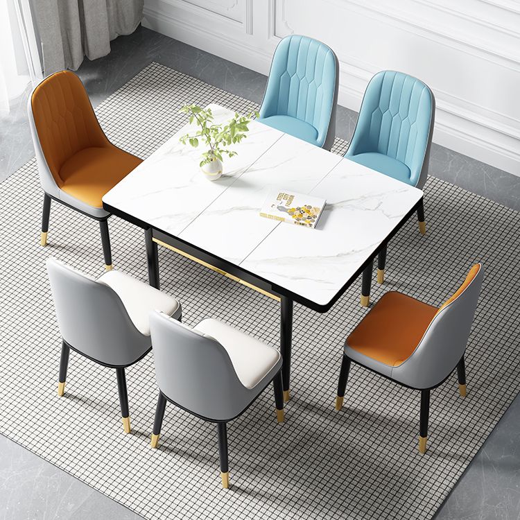 Industrial Style Stone 31.5''Dining Table Square 4 Legs Table for Dining Room