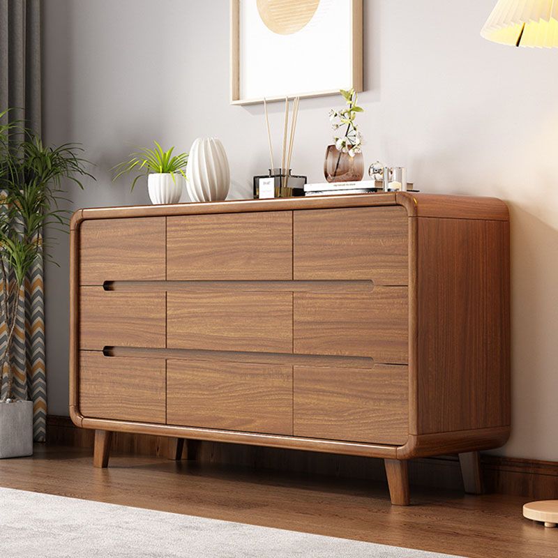 Contemporary Wooden Storage Chest Home Chest in Brown with Drawers