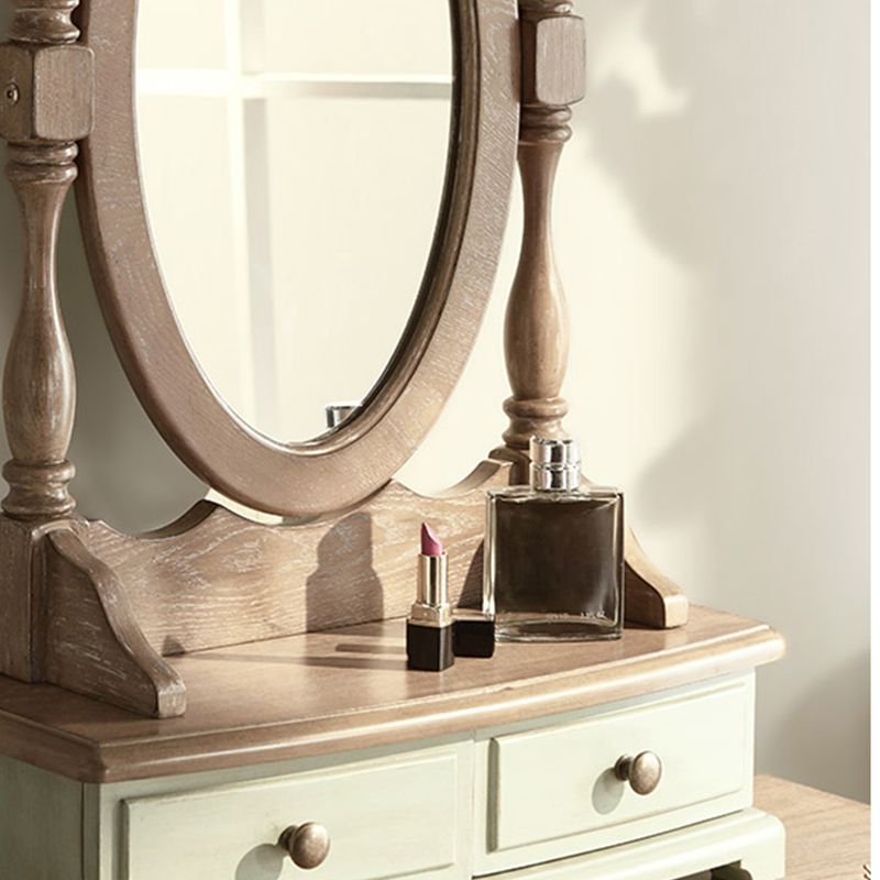 Victorian MakeupTable Stool Set with Mirror and Drawers for Bedroom