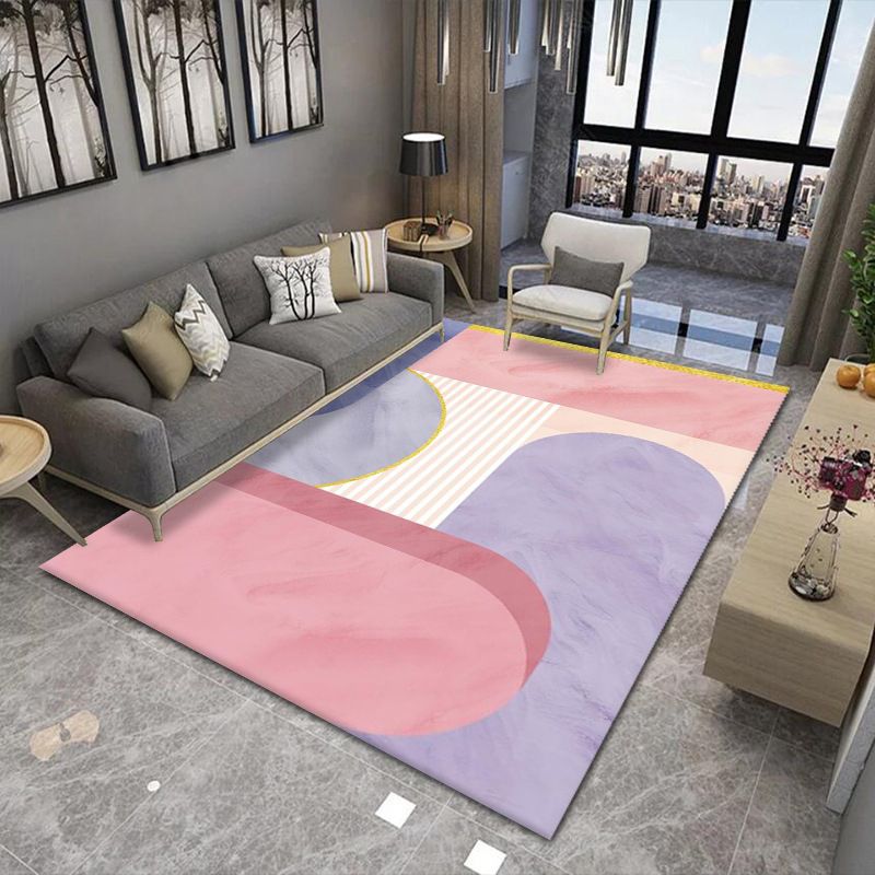 Nordic Purple Carpet Contrast Color Carpet Washable Carpet for Drawing Room