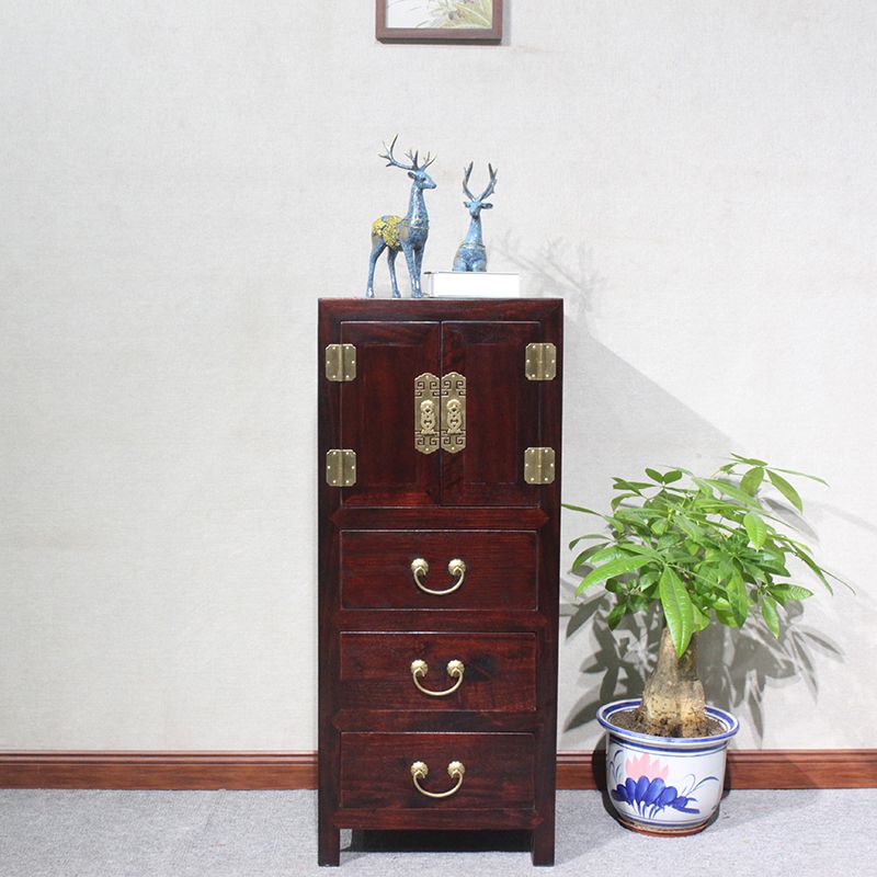 16" W Traditional Style Storage Chest Vertical Wood Combo Dresser with Drawers and Doors