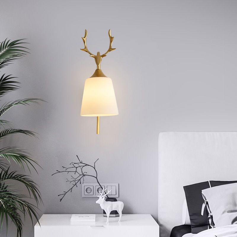 Conical Glass Wall Sconce Lighting Simplicity Style Wall Light Sconce for Bedroom