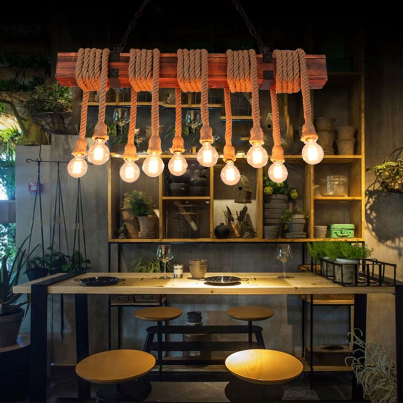 Vintage Hemp Rope Pendant Light American Industrial Style Retro Hanging Lamp