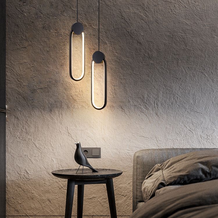 Pendre à LED géométrique noire dans la lampe suspendue en aluminium concis moderne avec une teinte en silicone