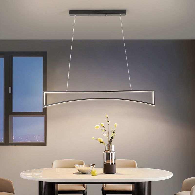 Linear Shape Island Pendant Contemporary Style Metal Single Light Island Light Fixture