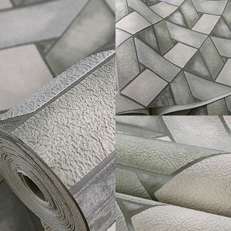 Flock Stain Resistant Wallpaper Modern Geo Lattice Patterned Wall Art for Dining Room