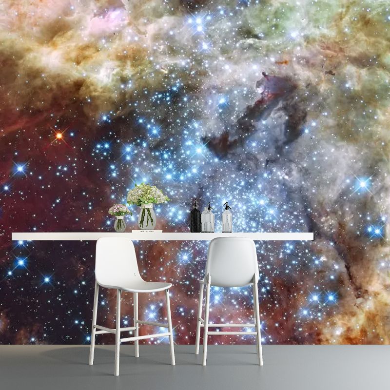 Cool Nebula Wall Mural Decal for Accent Wall, Brown, Personalized Size Available