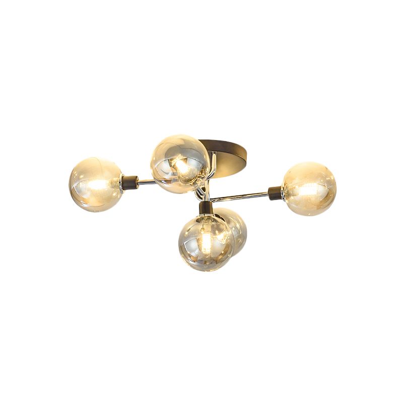 Glass Globe Shade Ceiling Light Contemporary Style Semi Flush Mount Light for Villa Dining Room