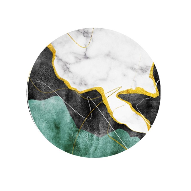 Bold Round Carpet Modern Abstract Carpet Washable Polyester Rug with Non-Slip Backing