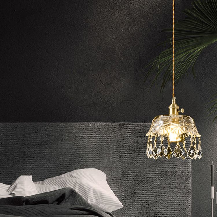 Shaded Glass Pendant Ceiling Light Contemporary Style Clear Hanging Ceiling Light