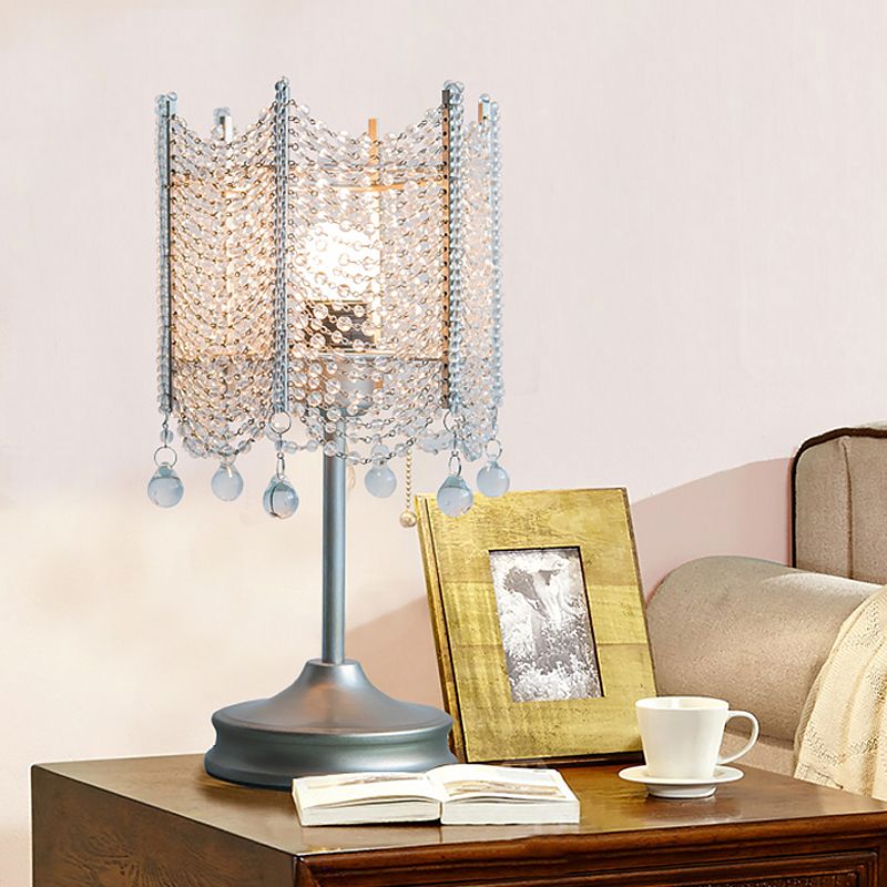 Lampada da tavolo con perline Lampada da scrivania modernista in cristallo smussato con 1 lampadina in oro/argento, larghezza 5,5"/7"