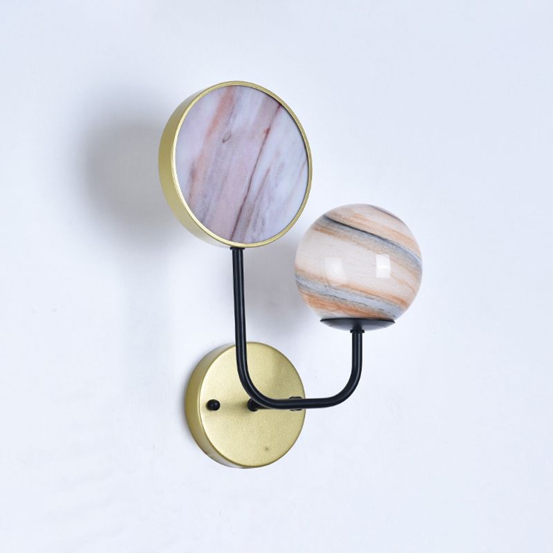 Black and Gold Round Wall Lighting Nordic Style 1 Light Moon Glass LED Wall Mount Lamp