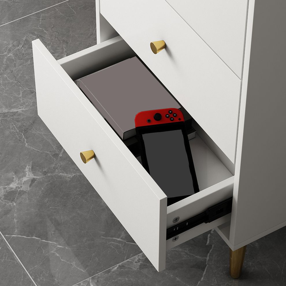 Vertical Glam Storage Chest Wooden Soft-Close Drawers Dresser with Metal Feet