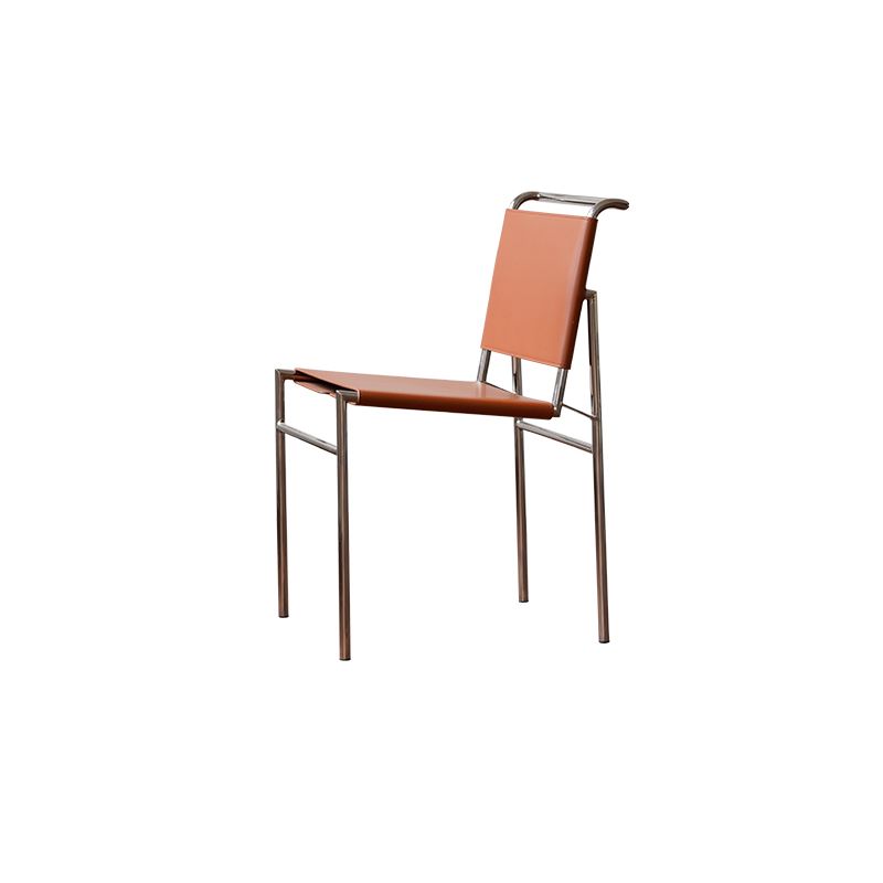 Modern Style Side Chair Faux Leather Open Back Dining Chair for Home