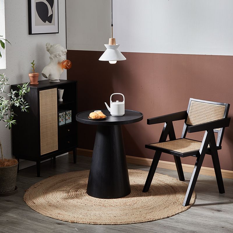 Modern Pedestal Wooden Coffee Table Set Round Top Shape Cocktail Table for Living Room