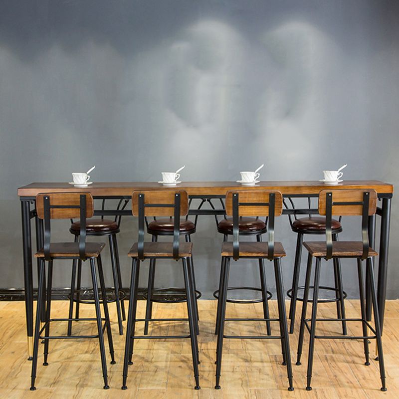 Wood Top Bar-height Table Black Legs and Metal Base Bar Table