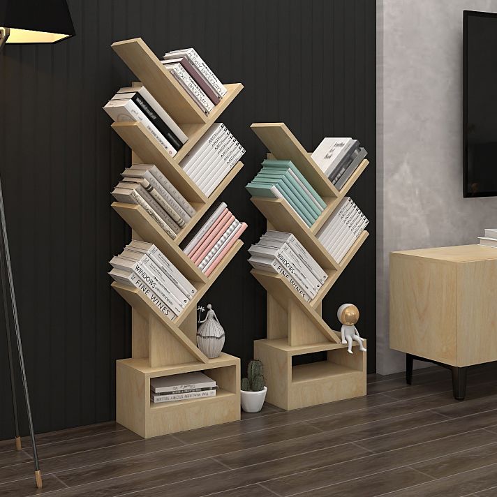 Contemporary Style Geometric Bookcase Vertical Closed Back Book Shelf