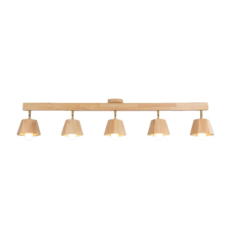 Modern Ceiling Track Light Multi - Head Solid Wood Ceiling Flush Mount