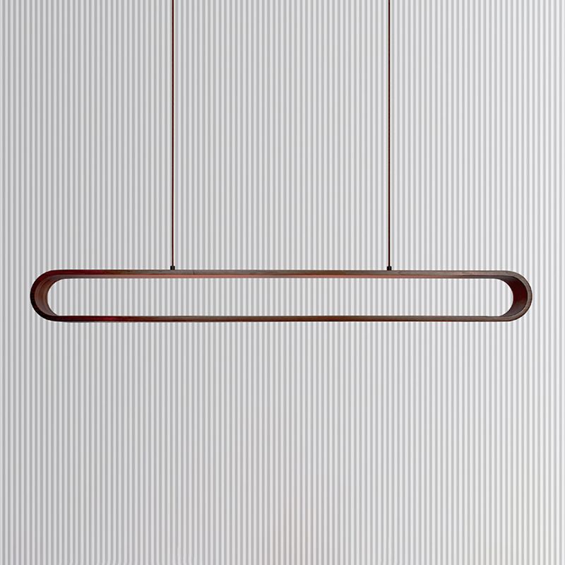 Oval Island Pendant LED Wood Modern Ceiling Pendant Light for Tea Room