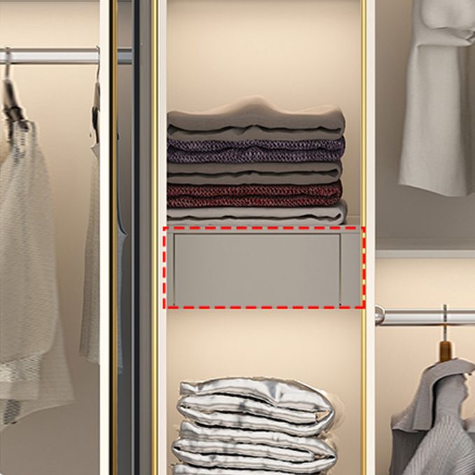 Contemporary Style Wardrobe Armoire Glass Door Armoire with Garment Rod for Home