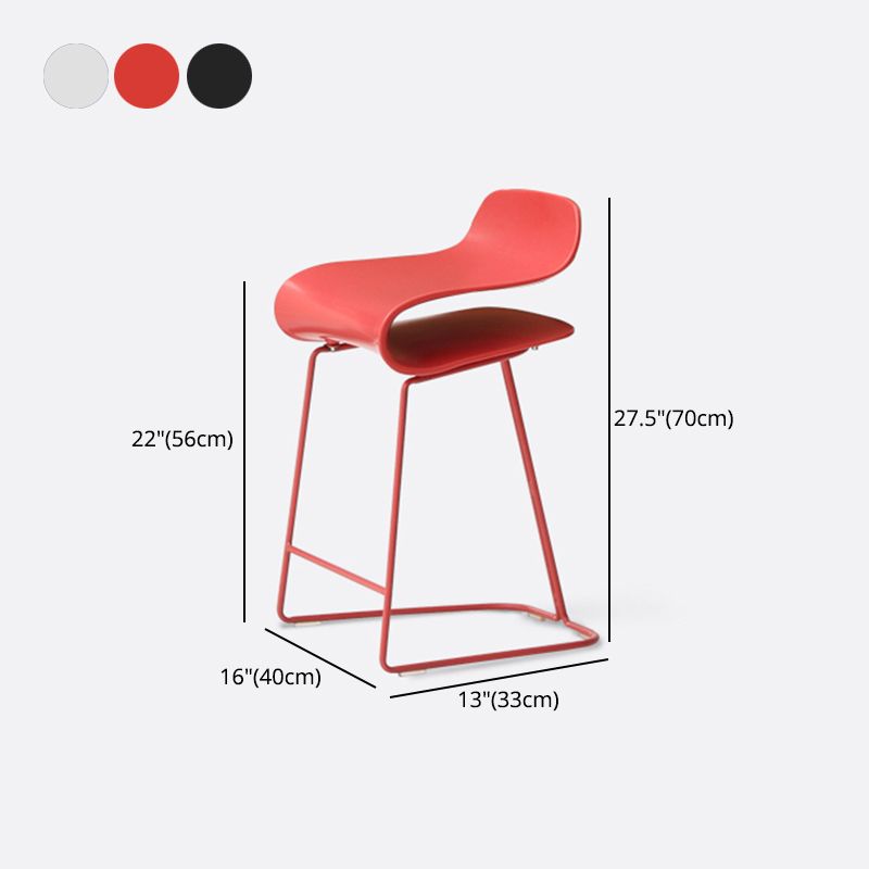 Contemporary Footrest Low Back Barstool Plastic Matte Finish Coffee Shop Stool