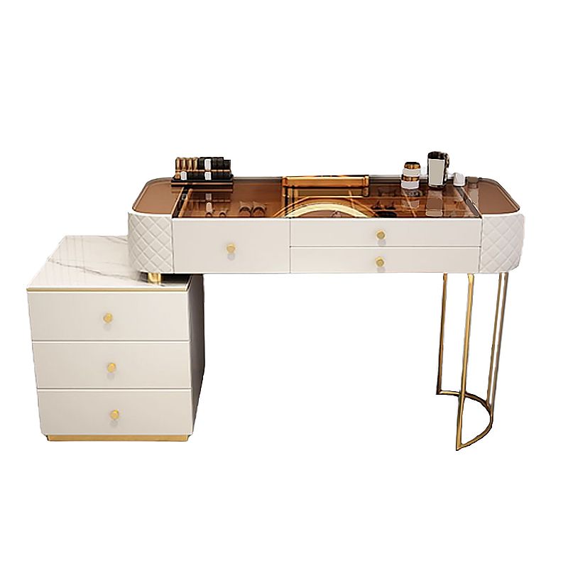 Glass Makeup Counter 15.74" Wide Vanity Tables with 5 Storage Drawers