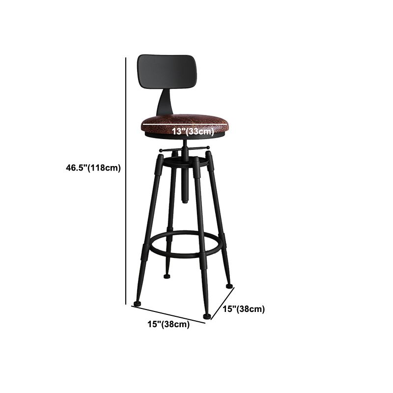 Contemporary Metal Barstool Wood Faux Leather Counter Stool in Matte Finish for Indoor