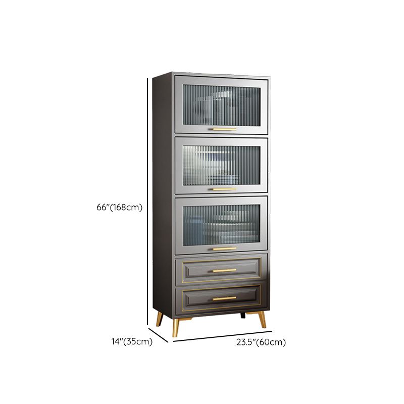 Contemporary Grey Cabinet with Glass Door and 2 Soft Close Drawers