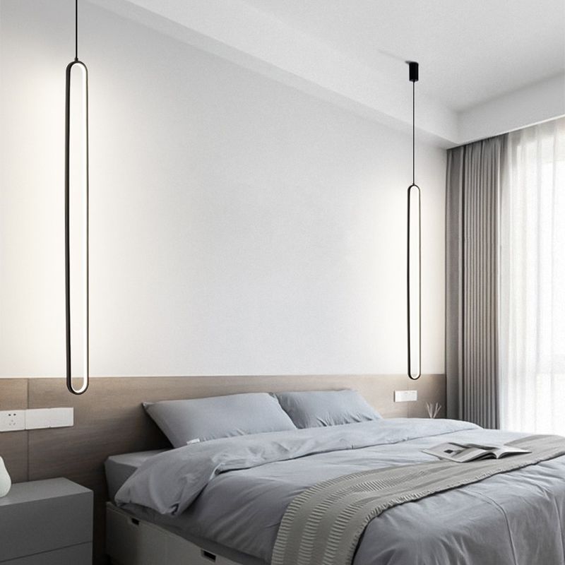 Contemporary Oval Shape Pendant Light Aluminum LED Hanging Pendant for Living Room