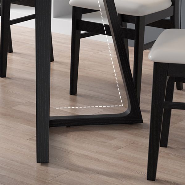 Industriële rechthoek eettafel As vaste houten tafel met dubbele voetstukbasis