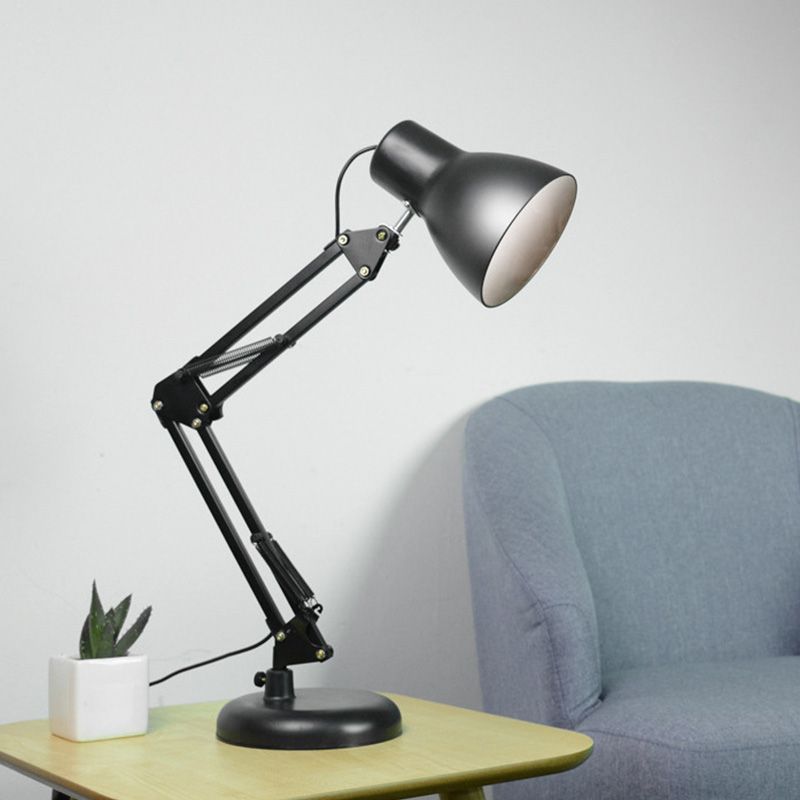 Black 1 Light Task Lighting Industrial Stylish Metal Conic Shade Adjustable Desk Light in Black for Office