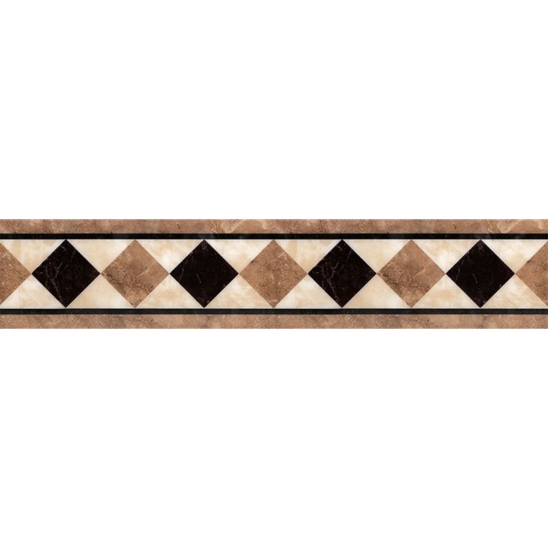Smooth Brown Wallpaper Border Vintage Rhombus Pattern Adhesive Wall Covering, 16.5' L x 4" W