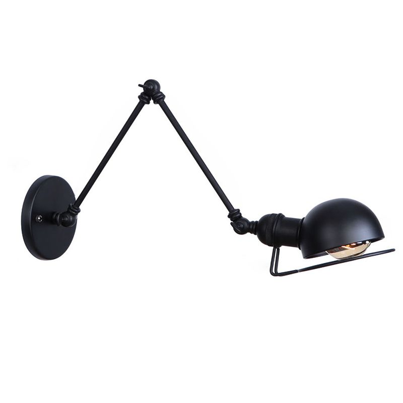 Lampe murale du bras swing en métal vintage avec nuance de bol à 1 feu de style industriel.