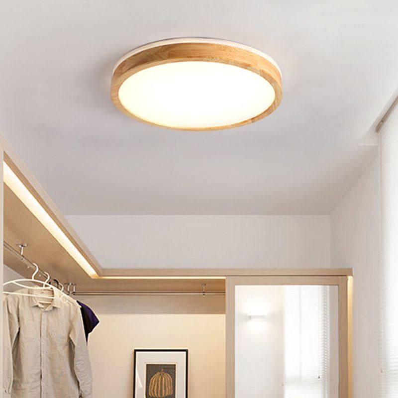 Ronde inbouwverlichtingsarmaturen Eenvoud Houten plafondverlichtingsarmaturen voor slaapkamer